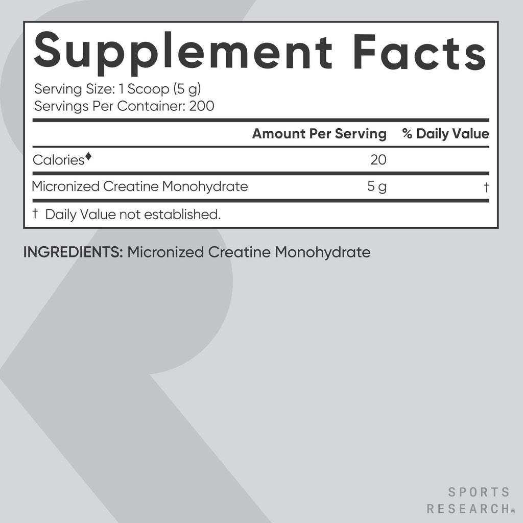 Sports Research Creatine Monohydrate - Gain Lean Muscle, Improve Performance and Strength and Support Workout Recovery - 5 g Micronized Creatine - 35.27 oz (Pack of 2)