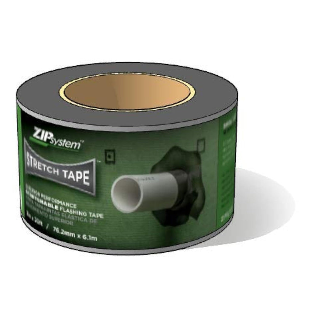 ZIP System Stretch Tape - Flexible Adhesive Flashing - Advanced Acrylic Adhesion - for Sealing Around Curves, Corners, Windows & Doors - Professional-Grade - Weather Protection - 3" x 20' Roll