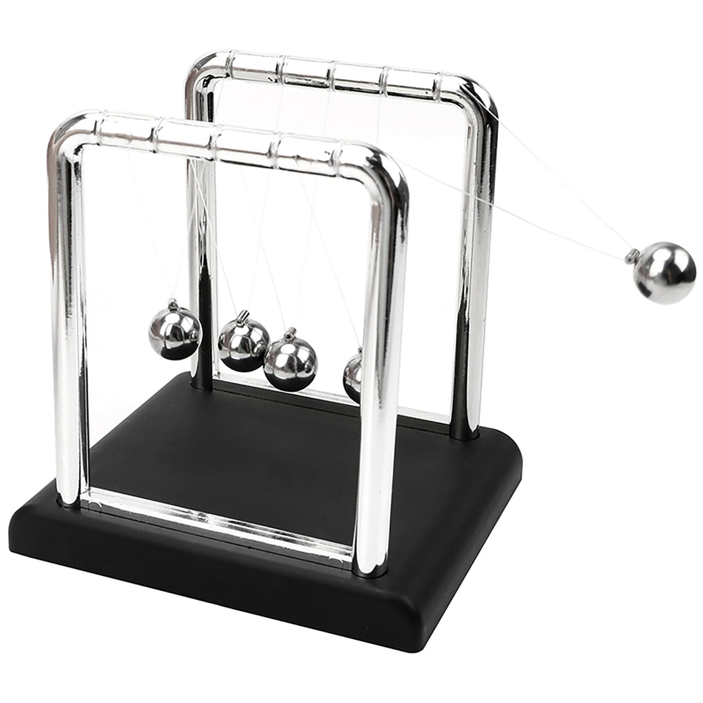 Newtons Cradle Balance Balls,Pendulum Balls with Black Base,Newtons Cradle Pendulum,Desk Decor for Men,Physics Toys,Metal Creative Ornament Crafts,Mind Bending Desk Sculpture - Large Black