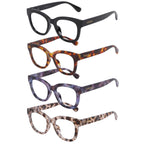 KSSESSE Reading Glasses for Women Men Square Oval Readers with Spring Hinge Thick Frame Style (Mixed Colors-C1, 1.75, x)