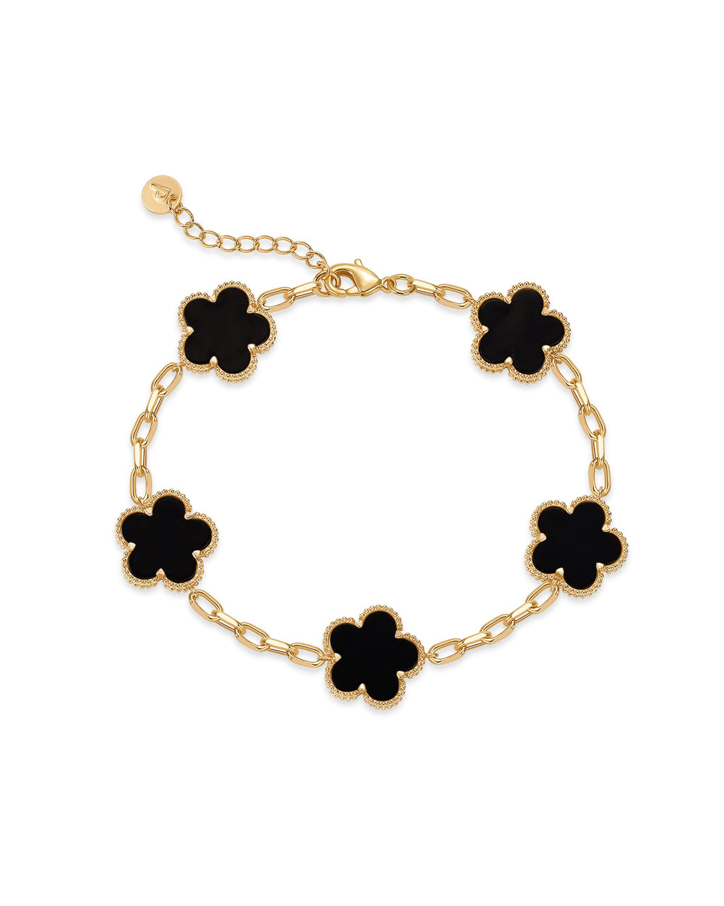 PAVOI Clover Flower Adjustable Lucky Bracelet, 14K Gold Plated, Yellow Gold