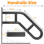 Wall Mount Hand Rails for Outdoor or Indoor Steps Stair Railing Metal Heavy Duty Non-Slip 1-3 Step Safe Bars U-Shape Safety Handle Powder Coated Grab Porch Courtyard Doorways Black 23in