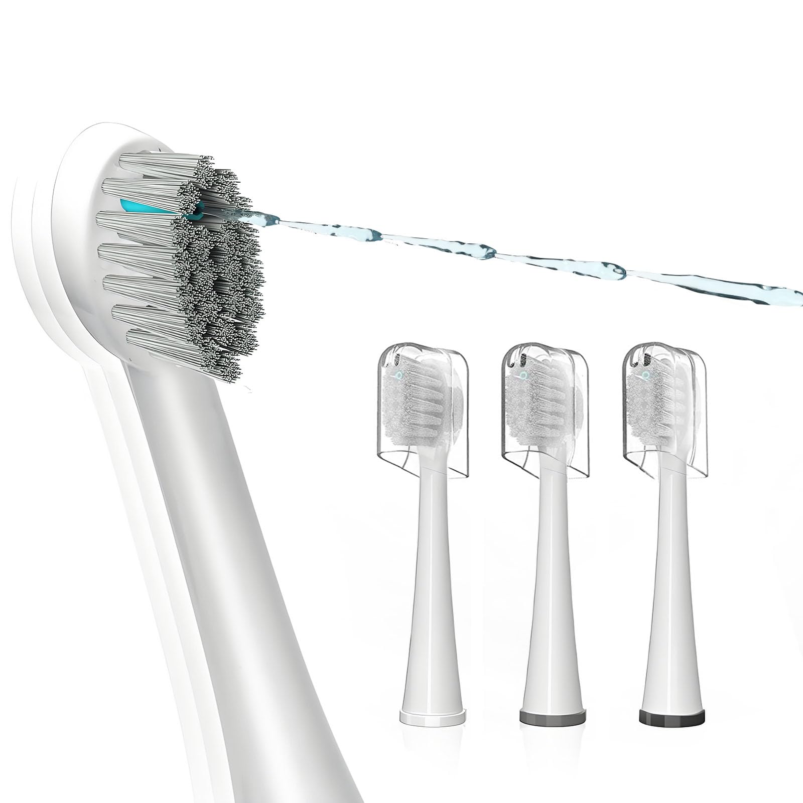 Replacement Flossing Toothbrush Heads for Waterpik and ZoCCee - Compact Floss Brush Head- 3 Count - White