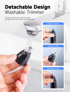 ZORAMI Rechargeable Ear and Nose Hair Trimmer - 2025 Professional Painless Eyebrow & Facial Hair Trimmer for Men Women, Powerful Motor and Dual-Edge Blades for Smoother Cutting Black