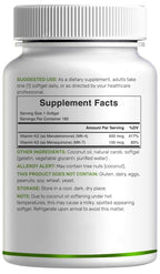 DEAL SUPPLEMENT Vitamin K2 Supplement 600mcg, 180 Coconut Oil Softgels | Full Spectrum High Absorption MK-7 & MK-4 Forms | Bone, Joint, & Immune Support – Non-GMO