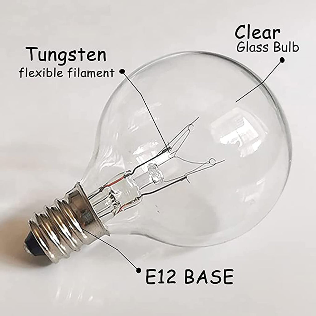 CHYParty G40 Replacement Bulbs Outdoor, 120V 5W Clear, E12 Base, 25PK