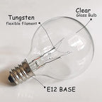 CHYParty G40 Replacement Bulbs Outdoor, 120V 5W Clear, E12 Base, 25PK