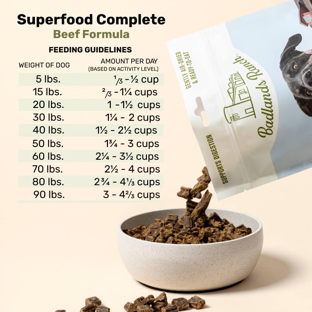 BADLANDS RANCH Air-Dried Beef Dog Food, 87% Real Meat, 24 oz