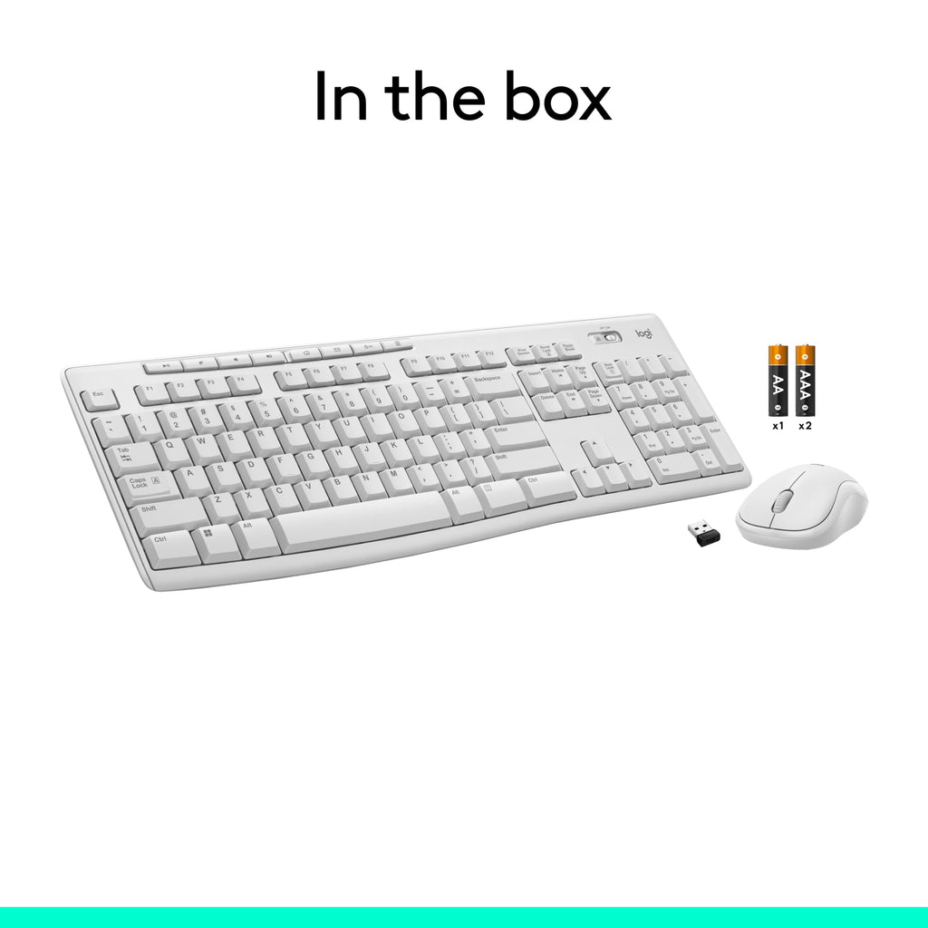 Logitech MK270 Full Size Wireless Keyboard and Mouse Combo - Off White