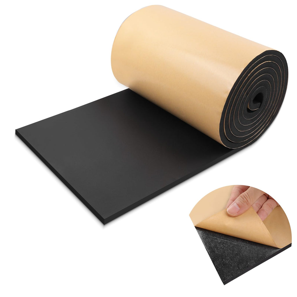 Sponge Neoprene Foam Padding Rubber Sheets with Adhesive Foam Sheet Closed Cell Insulation Neoprene Rubber Roll for DIY Gaskets Shock Pads Liner Crafts (12" Wide x 1/2" Thick x 118" Long, Black)