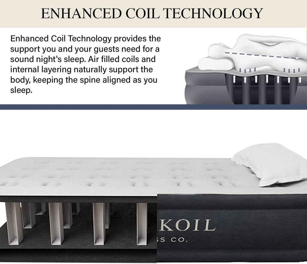 King Koil Plush Pillow Top Luxury Twin Air Mattress with Built-in High-Speed Pump for Camping, Home & Guests - 16" Airbed Inflatable Blow Up Mattress, Waterproof, 1-Year Manufacturer Warranty.