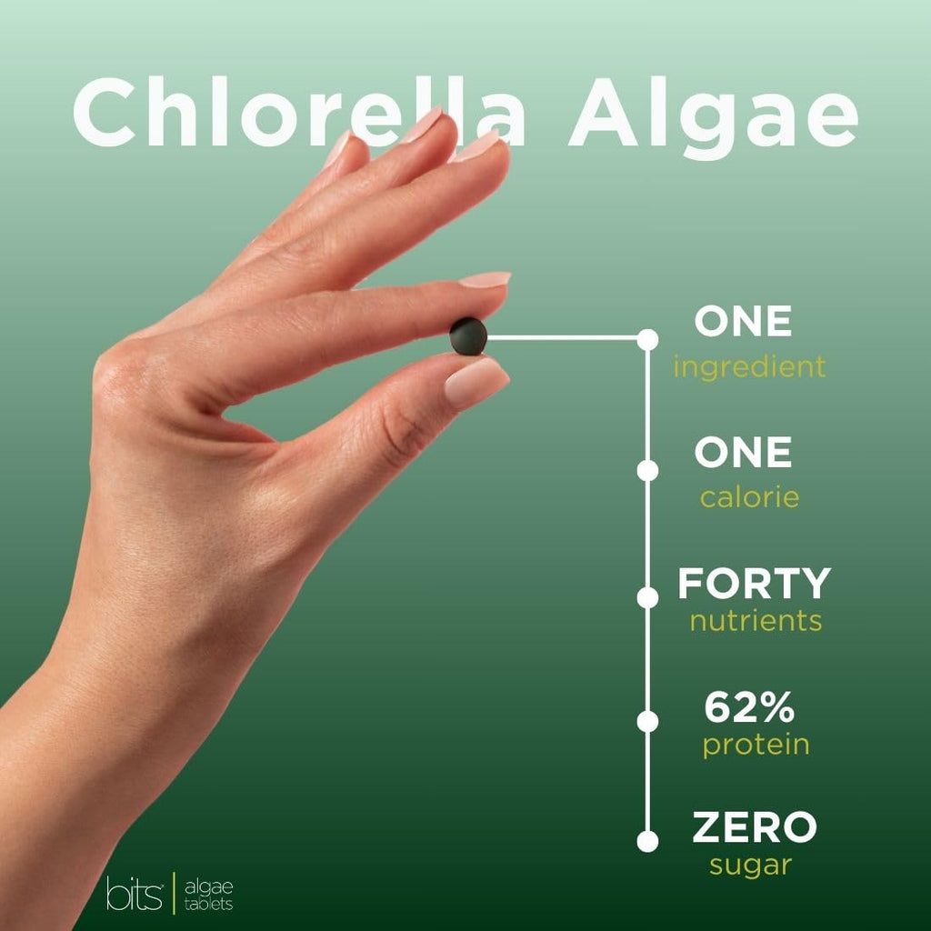 RECOVERYbits - Organic Chlorella Tablets - Plant-Based Algae Superfood - Chlorophyll - Cracked Cell Wall - Energy - Immune System - Detox - Keto - Vegan - Non-GMO - Large Bag - 1000 Tablets