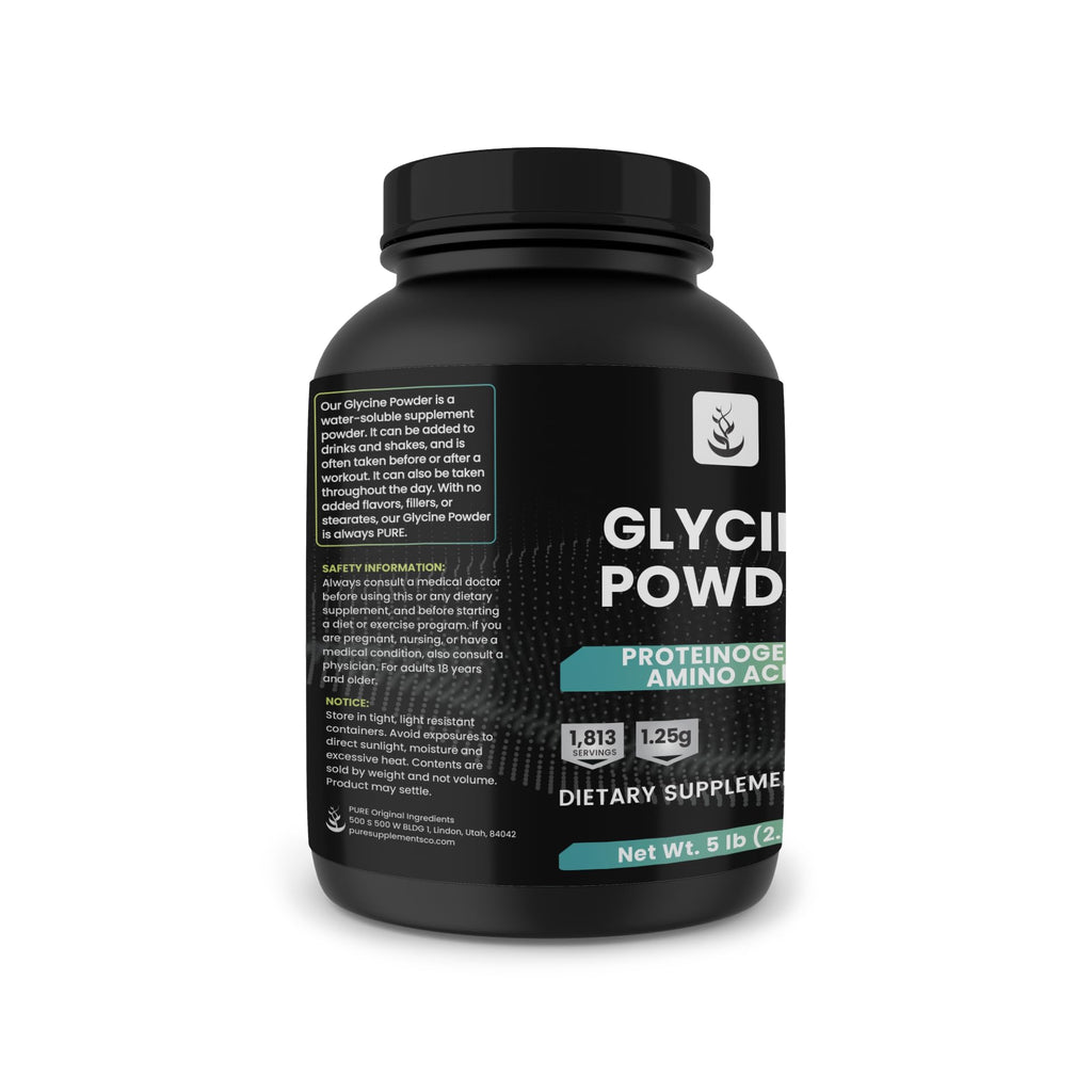 PURE ORIGINAL INGREDIENTS Glycine Powder, 5 lb, No Magnesium or Rice Fillers, Lab Verified