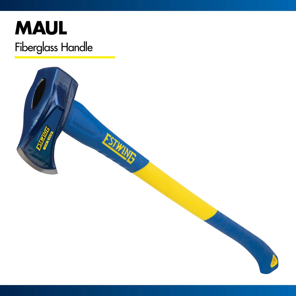 Estwing 8 lb Wood Splitting Maul with 36-Inch Fiberglass Handle - Forged Head Hardened to 50–55 HRC, Heavy-Duty Log Splitter, Model #62374