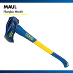 Estwing 8 lb Wood Splitting Maul with 36-Inch Fiberglass Handle - Forged Head Hardened to 50–55 HRC, Heavy-Duty Log Splitter, Model #62374
