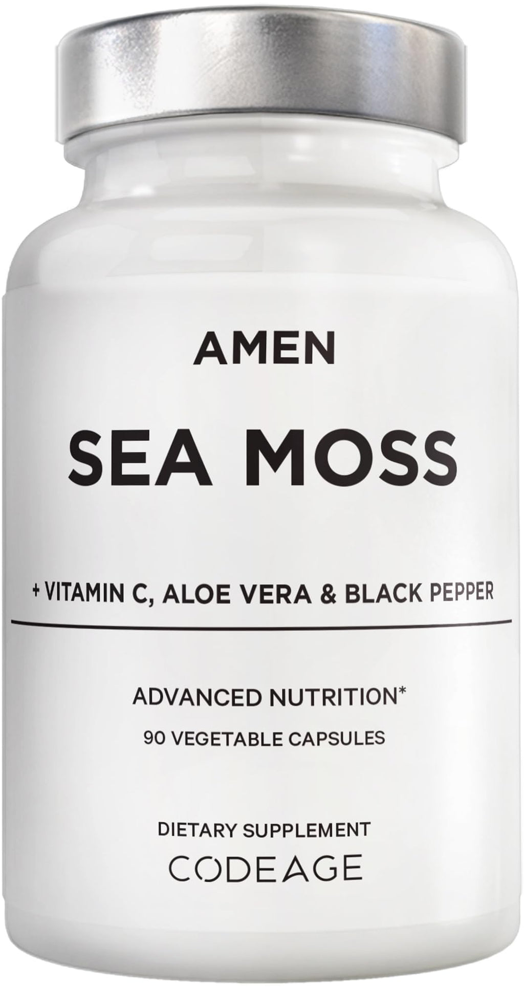 Amen Sea Moss, 1000mg Organic Irish Sea Moss, Bladderwrack, 90 Capsules