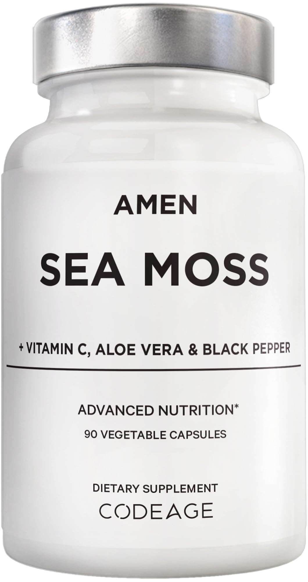 Amen Sea Moss, 1000mg Organic Irish Sea Moss, Bladderwrack, 90 Capsules