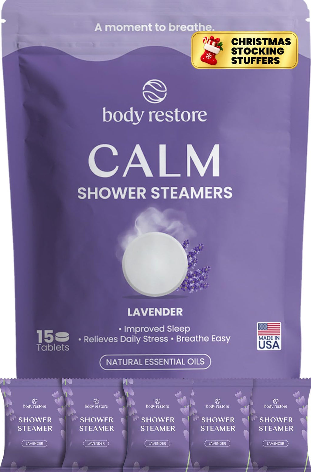 BodyRestore Shower Steamers Aromatherapy, Self Care Gifts, Calm 15 Pack