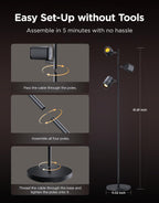 Govee Tree Floor Lamp Compatible with Matter, 3 Rotatable Lights with LuminBlend Technology, Standing Lamp with 64 Dynamic Scenes, Music Sync, Ideal Floor Lamp for Living Room, Bedroom, Office