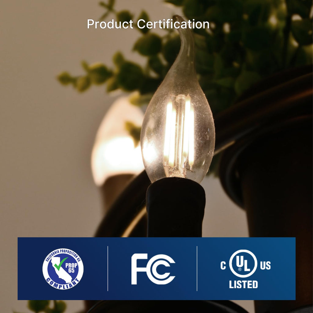 FLSNT LED Chandelier Edison Bulbs 5000K Daylight, 60W Equivalent, Dimmable CA11 E26 Base LED Candelabra Bulbs, 550LM, 24 Pack UL,CA65 Listed.
