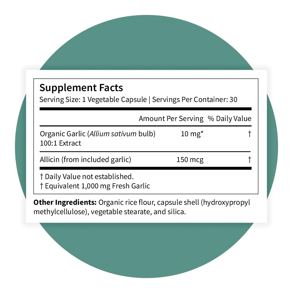 Pattern Wellness Odorless Organic Garlic - 1000mg - Supports Circulatory & Immune Health - Non-GMO, Gluten Free, Vegan - 90 Capsules