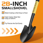 HIGHLIGHT Small Kids Shovel for Digging, 28Inch Wooden D Grip Round