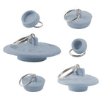 Hibbent 6 Pieces Drain Stopper, Rubber Kitchen Sink Drain Plug with Pull Ring for Bathtub, Kitchen, Bathroom and Laundry Sink in 6 Different Sizes, Grey