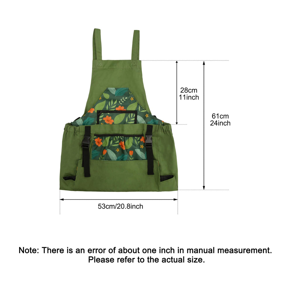 GeerDuo Gardening Apron with Quick Release Pockets for Women, Water Resistant Picking Pouch(Green)