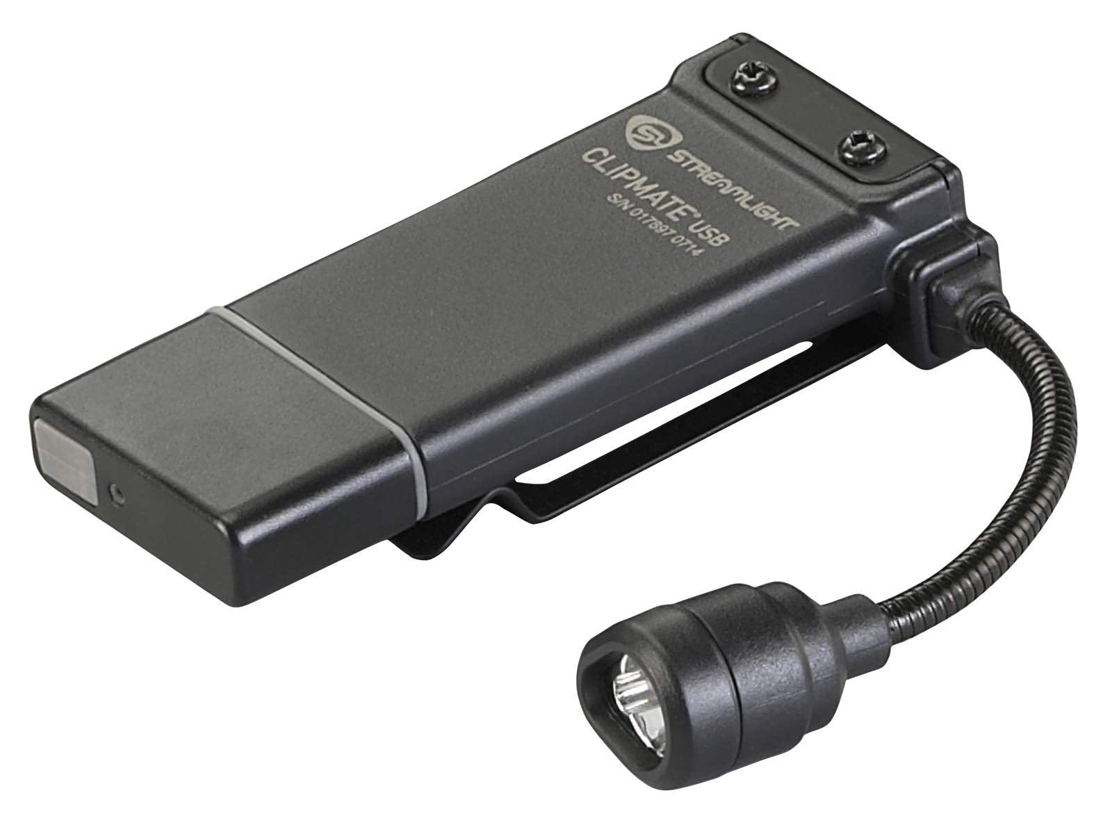 Streamlight 61126 ClipMate 70-Lumen 500-Candela Rechargeable Hands-Free Clip-On Light with White and Red LEDs and USB Wall Adapter, Black