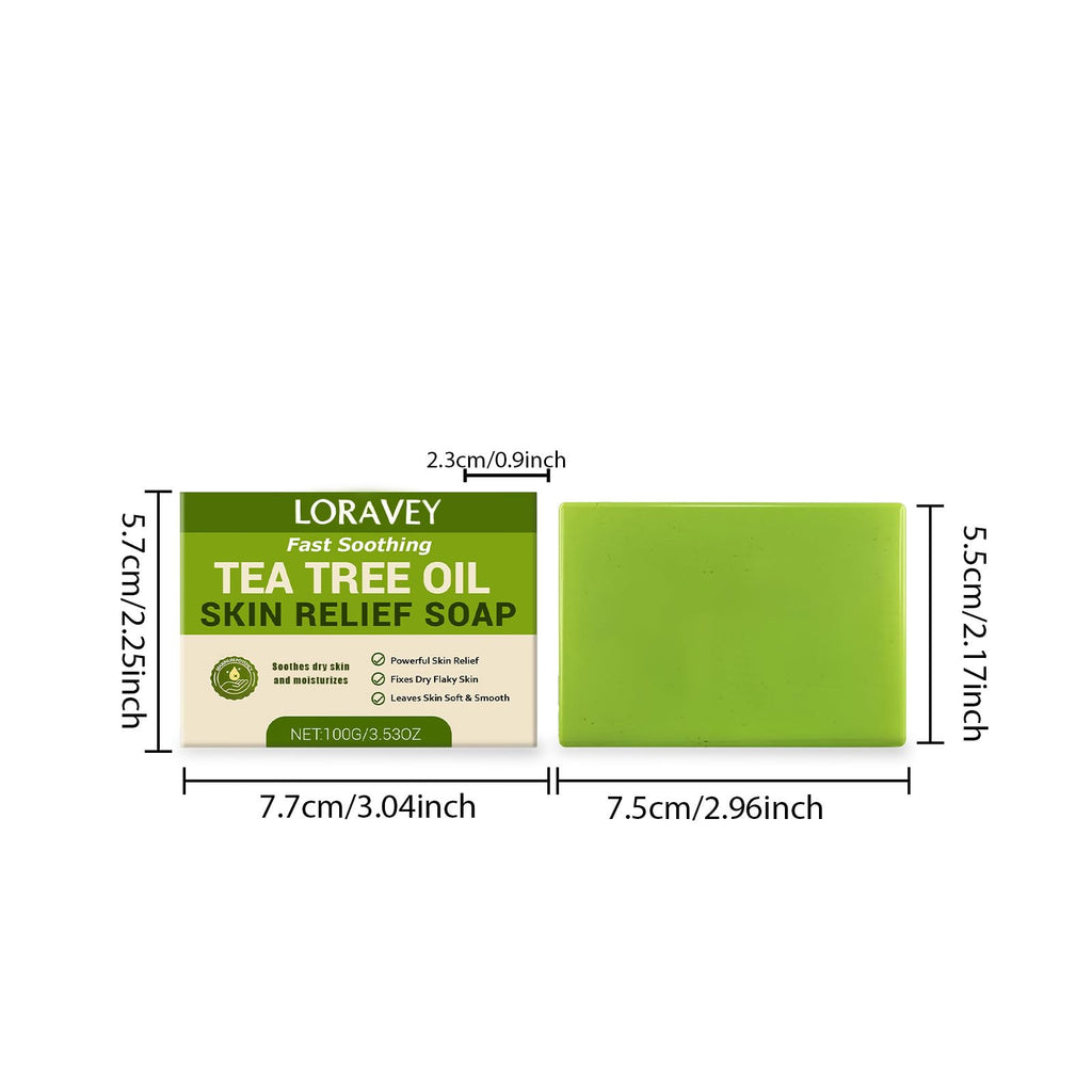 Loravey Antifungal Relief Soap Bar, Tea Tree Oil Soap, Natural Foot & Body Soaps for Healthy Skin,Relief Soap Bar Infused with Tea Tree Oil,Gentle Exfoliating Bar Soap for Men Women,3.5oz (2, 3.5OZ)