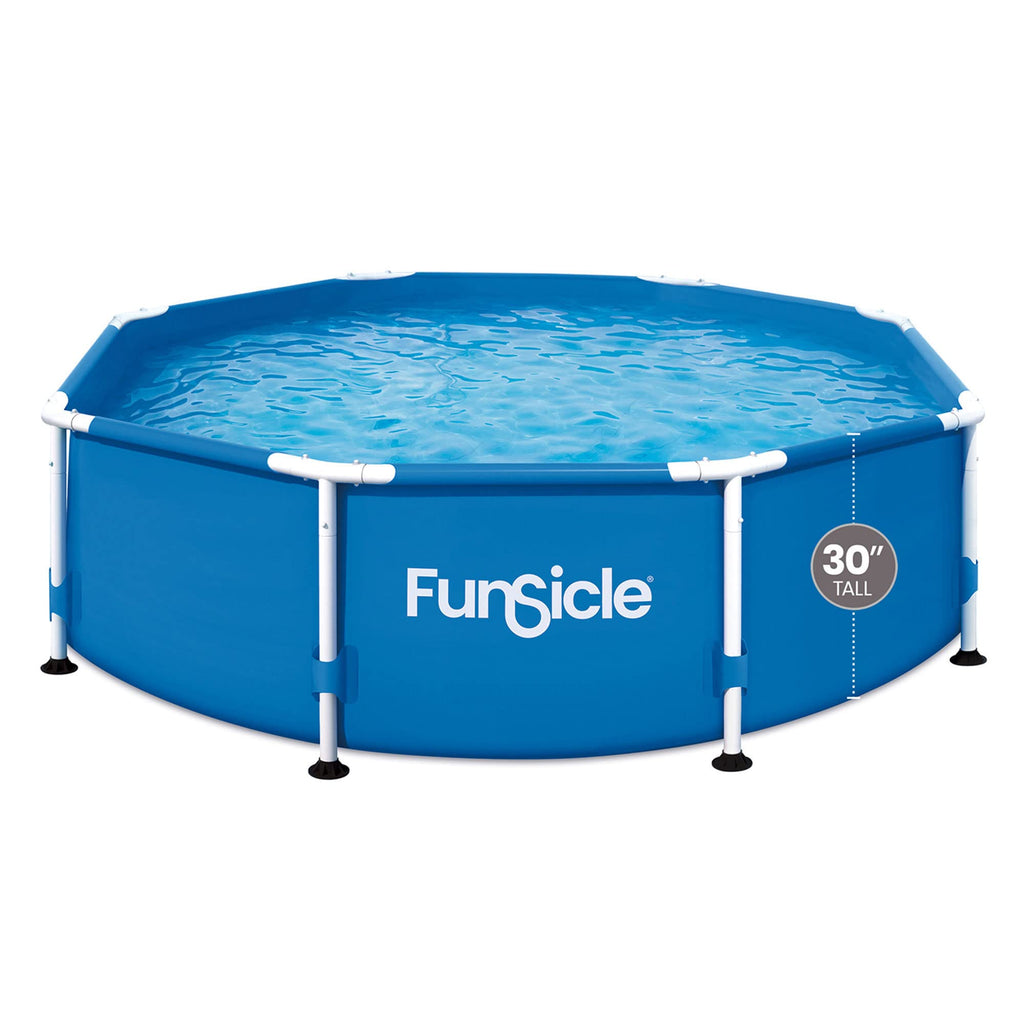 Funsicle Activity 8' x 30" Round Above Ground Swimming Pool Set with SkimmerPlus 2-in-1 Filter Pump - Easy Setup for Backyard Fun