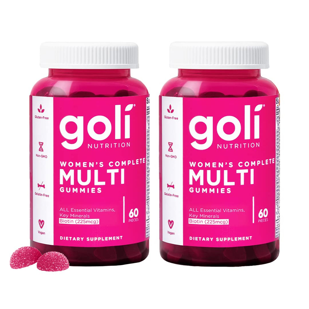 Goli Women's Multi Gummies - Complete Daily Multivitamin with All 13 Essential Vitamins, Biotin, Zinc - Supports Hair, Skin, Nails, Immune System - Vegan, Non-GMO - 60 Count (2 Pack)
