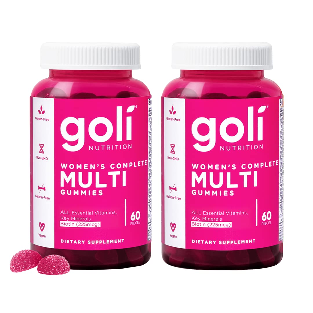 Goli Women's Multi Gummies - Complete Daily Multivitamin with All 13 Essential Vitamins, Biotin, Zinc - Supports Hair, Skin, Nails, Immune System - Vegan, Non-GMO - 60 Count (2 Pack)