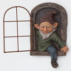 Bits and Pieces Elf Out the Window Yard Decorations Outdoor Tree Faces, 12 Inch Tree Hugger Whimsical Yard Decor, Elf, Fairy, Gnome Garden Decorations, Fun Garden Art
