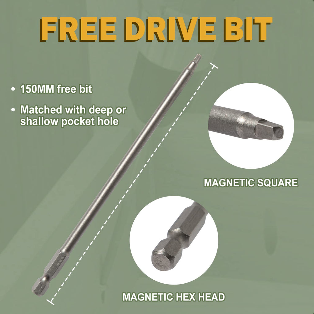 LIONMAX Pocket Hole Screws 2-1/2 Inch, 300 PCS Exterior Pocket Screw #8 x 2-1/2", Coarse Thread, Square Drive, Washer Head, Blue Coated Weather Resistant, 150MM Drive Bit Included