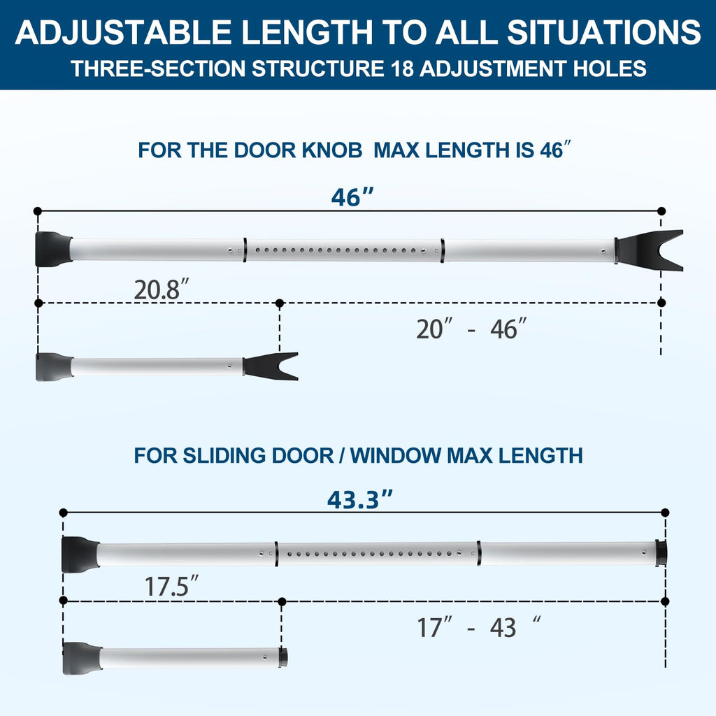 Rerishom 2 Pack Door Security Bar, Heavy Duty Patio Door Lock,White