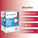Dealmed 4x4 Sterile Gauze Pads - Disposable - 100 Count Case of 12