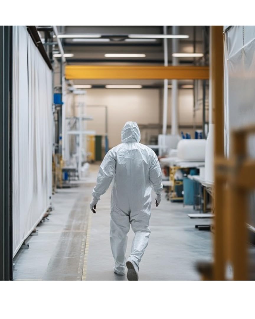 Andes Safety Hazmat Suits, Heavy Duty Full Body Disposable Paint Suits, Coveralls with Hood, Elastic Wrists and Ankles (4XL)