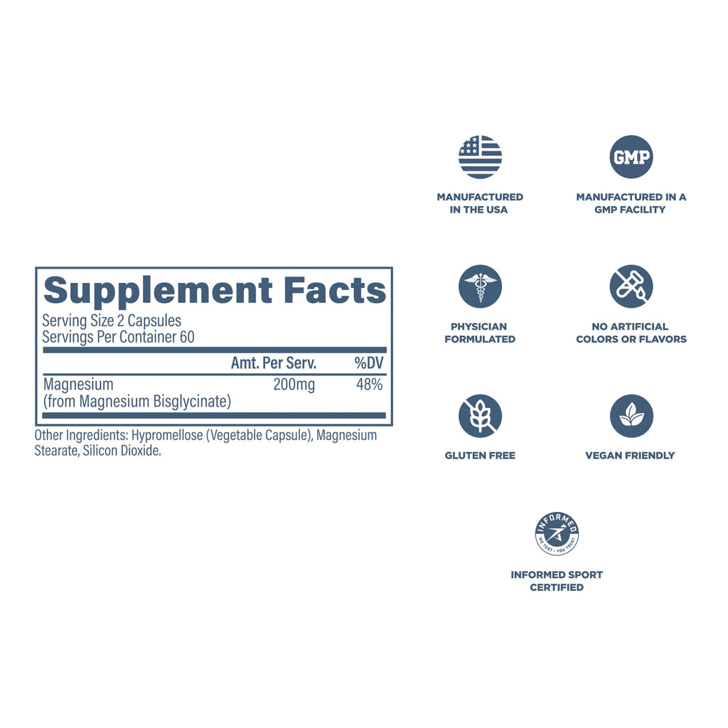 Revive MD Pure Magnesium Glycinate 200mg – High Absorption Supplement for Relaxation, Stress Relief, Sleep & Memory Support – Promotes Strong Bones, Healthy Nerve & Muscle Function (60 Servings)
