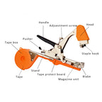 Plant Tying Machine Tool,Vegetable Gardening Tools with 10000pcs Staples 20 Rolls Tape and Replacement Blade for Grapes,Raspberries,Tomatoes,and Vining Gardening Tying Tool(Orange)