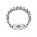JFJEWER Medical Alert Bracelets for Women Men, Personalized ID Bracelets Free Engraving, Colorful Natural Stone Beaded Medical Bracelets