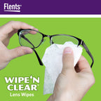 Flents Wipe ’N Clear Biodegradable Lens Wipes, 225 Count Pre-Moistened Eyeglass Cleaner Wipes for Glasses, Screens, and Lenses, Anti-Streak, Quick Dry, Individually Wrapped