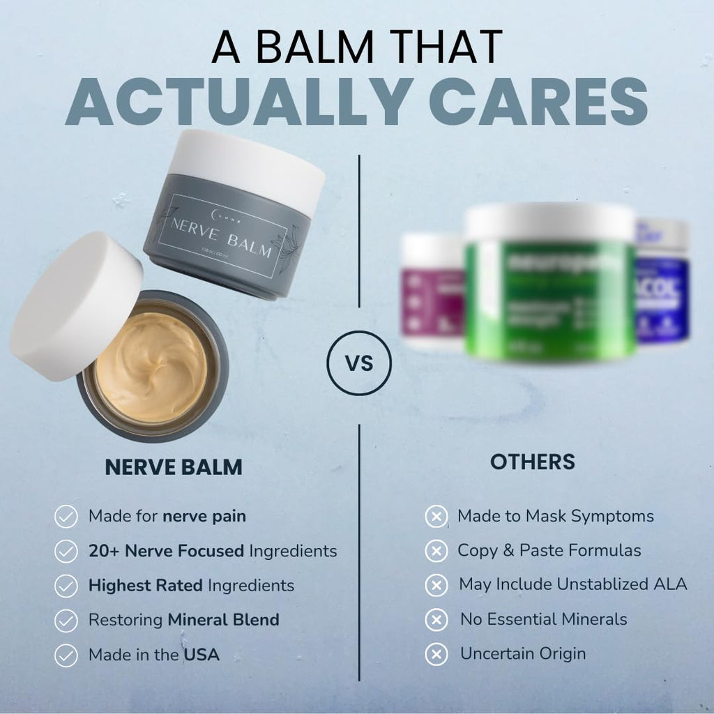 Lune Nerve Balm – Neuropathy Cream for Burning, Tingling & Numbness in Feet & Hands | Natural Nerve Pain Relief Cream with Arnica, Vitamin B6 & Magnesium | 3.4 oz