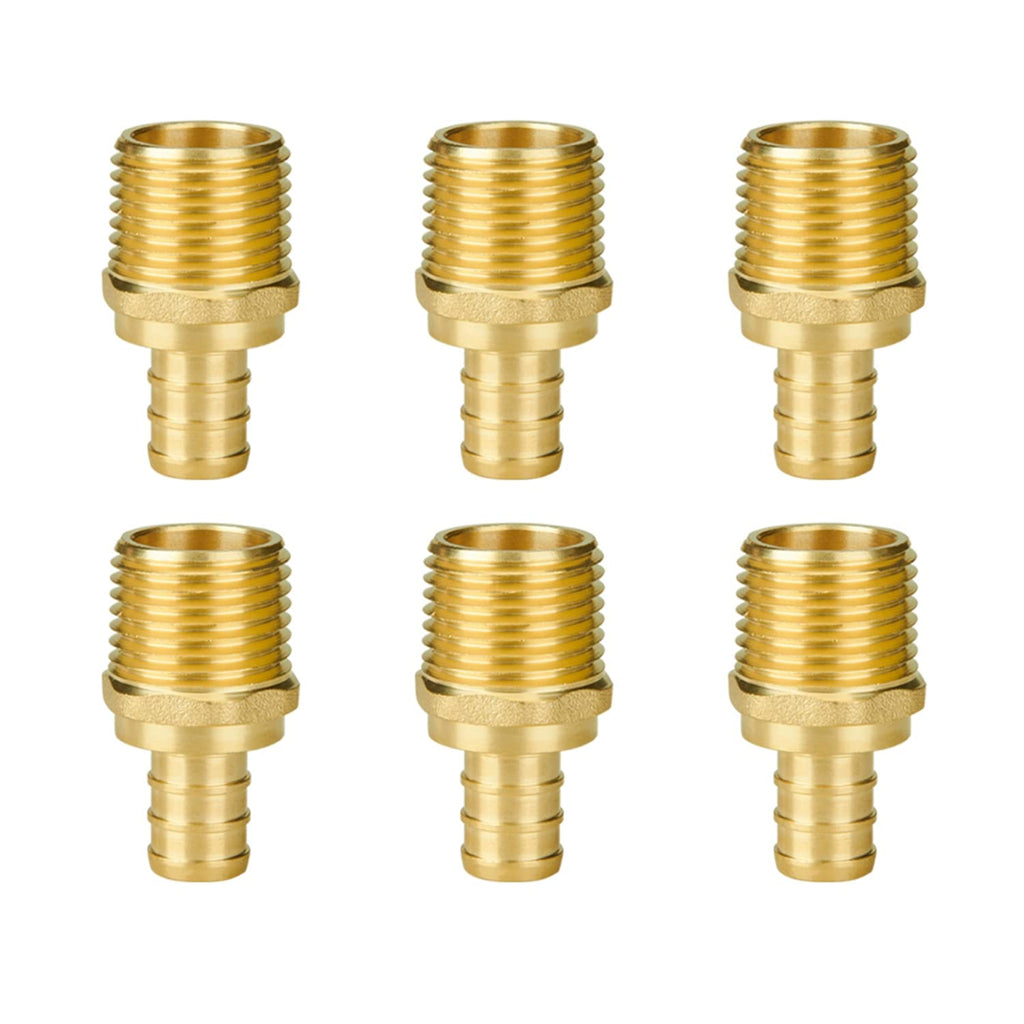 SUNGATOR 6-Pack 1/2" NPT to 1/2" PEX Male Adapter, PEX Fittings 1/2 Inch