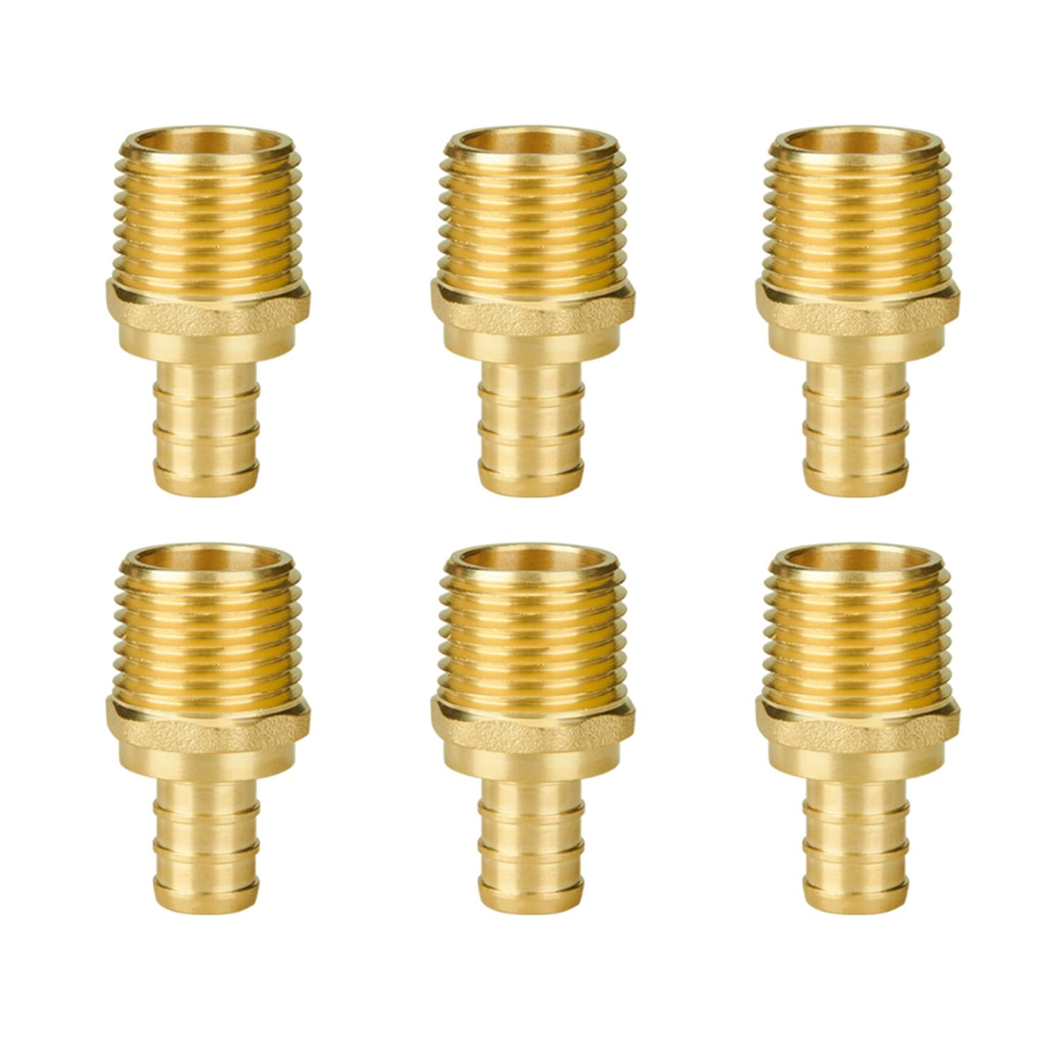 SUNGATOR 6-Pack 1/2" NPT to 1/2" PEX Male Adapter, PEX Fittings 1/2 Inch