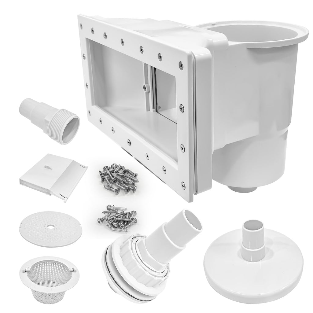 FixIdea Above Ground Pool Skimmer Kit- Wide Mouth Opening Thru-Wall Skimmer- Outer Dimensions：13-9/16 in (W) x 7-9/16 in (H) ，Inner Dimensions 11-15/16 in (W) x 5-5/16 in (H)