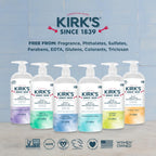 Kirk's 3-in-1 Head to Toe Nourishing Liquid Cleanser- for Men, Women & Children - Premium Coconut Oil & Aloe Vera- Non GMO & Vegan -Fragrance Free - 32 Fl Oz.