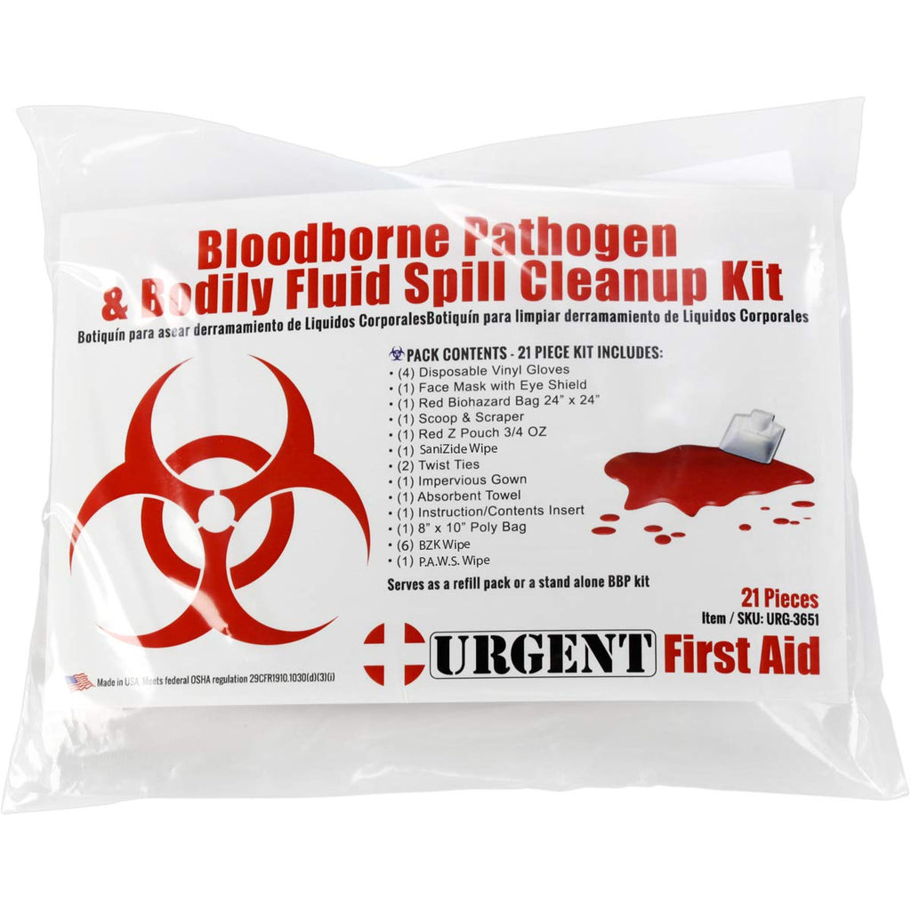 22 Piece Bodily Fluid Cleanup Pack/Bloodborne Pathogen Spill Kit - Meets OSHA Regulations - Protect from Dangerous Exposure to Blood and Other Potentially Infectious Materials