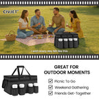 CIVJET Insulated Food Delivery Bag with 4 Cup Holders, XX-Large Insulated Grocery Bags Keep Food Hot/Cold, Cooler Bags with Drink Carrier, Food Carrier Catering Bag, Commercial Food Warmers, Black