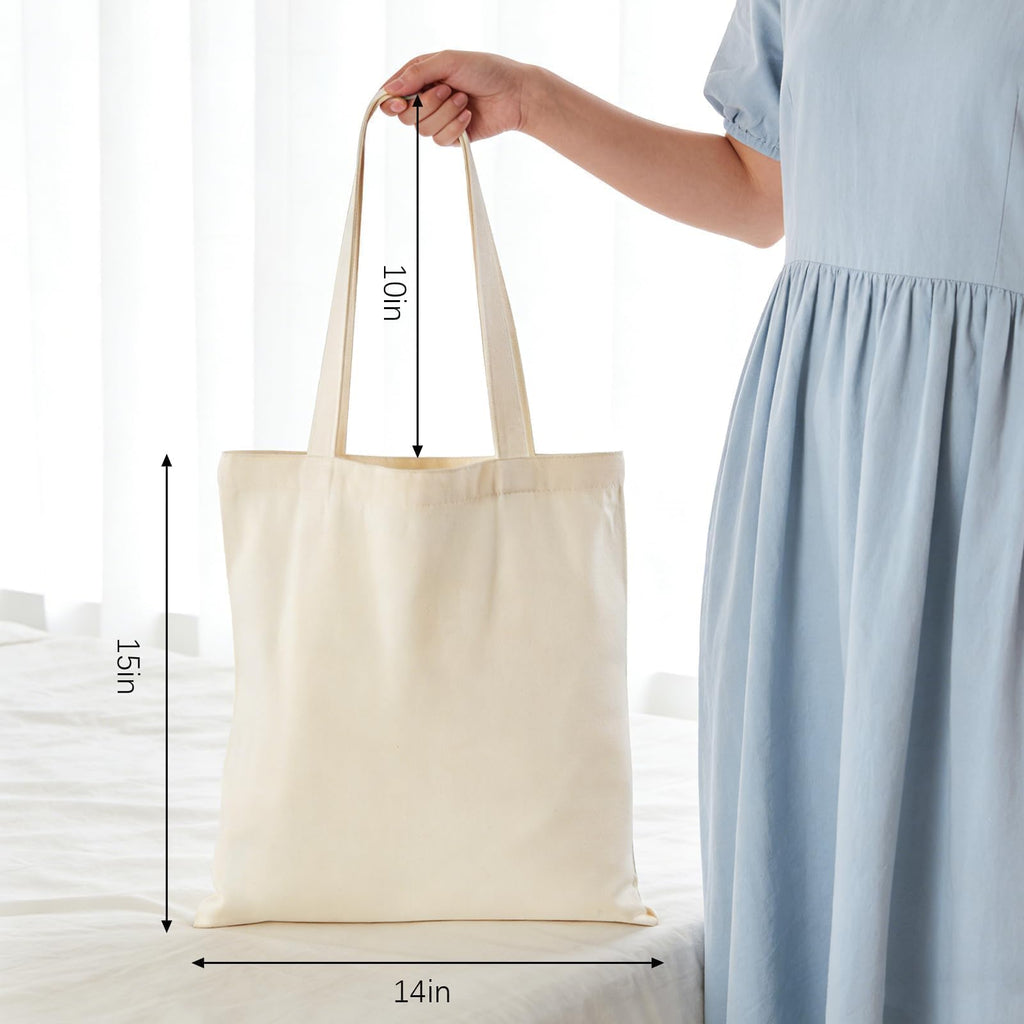 Lzerking 24 Pack Canvas Tote Bags Bulk (14x15 Inches, Natural Color)